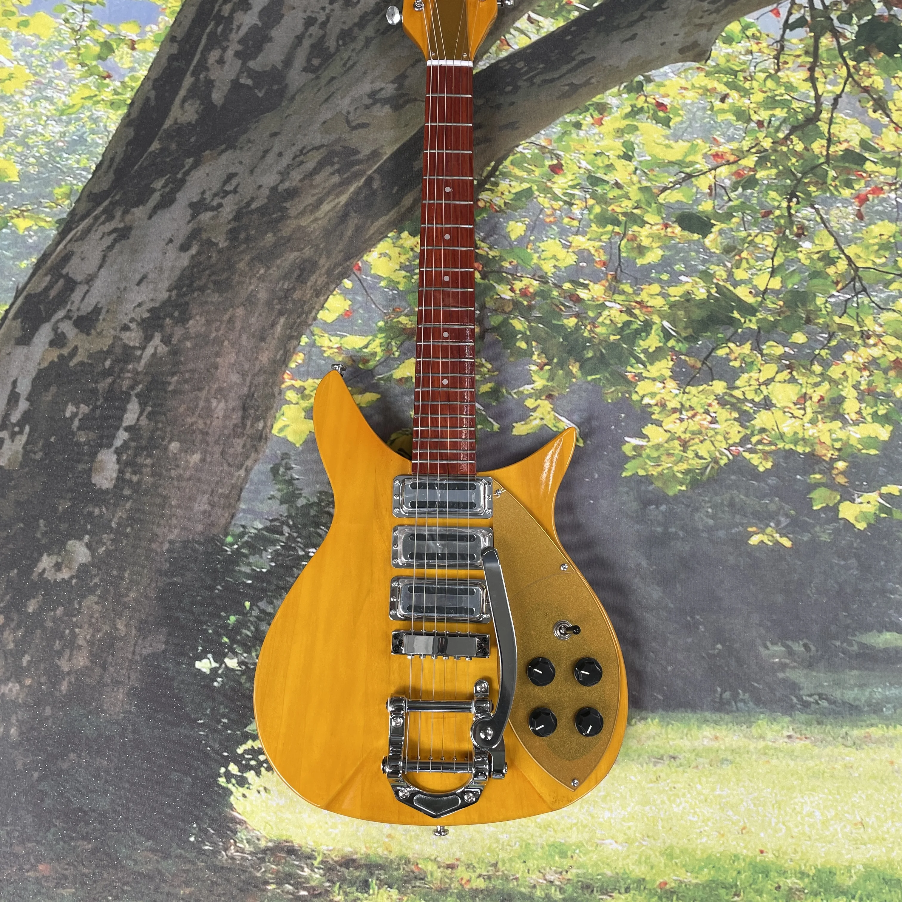 Warm yellow electric guitar, 22-fret rosewood fingerboard multi-position switch electric guitars, pop punk electric guitarra