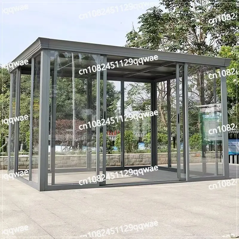 Aluminum alloy mobile sunroom villa sealed balcony roof, outdoor courtyard, tea room, tempered glass, aluminum art pavilion