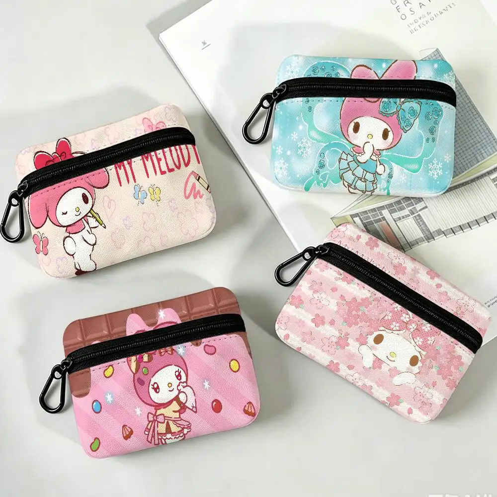 M-My-Melody Sweet-Gentle Oxford Cloth Zipper Wallet Multifunctional Hanging Coin Bag For Credit Cards Keys Coins Earbuds