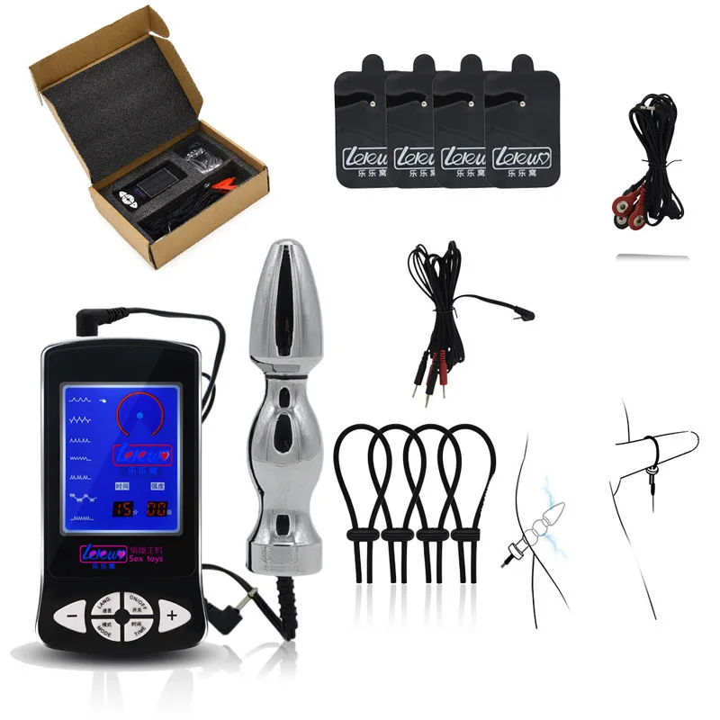 Electro Shock Anal Plug Cock Rings Glove Pads Sex Therapy Toys Penis Electric Stimulate Kit Adult BDSM Penisring Butt Plug Patch