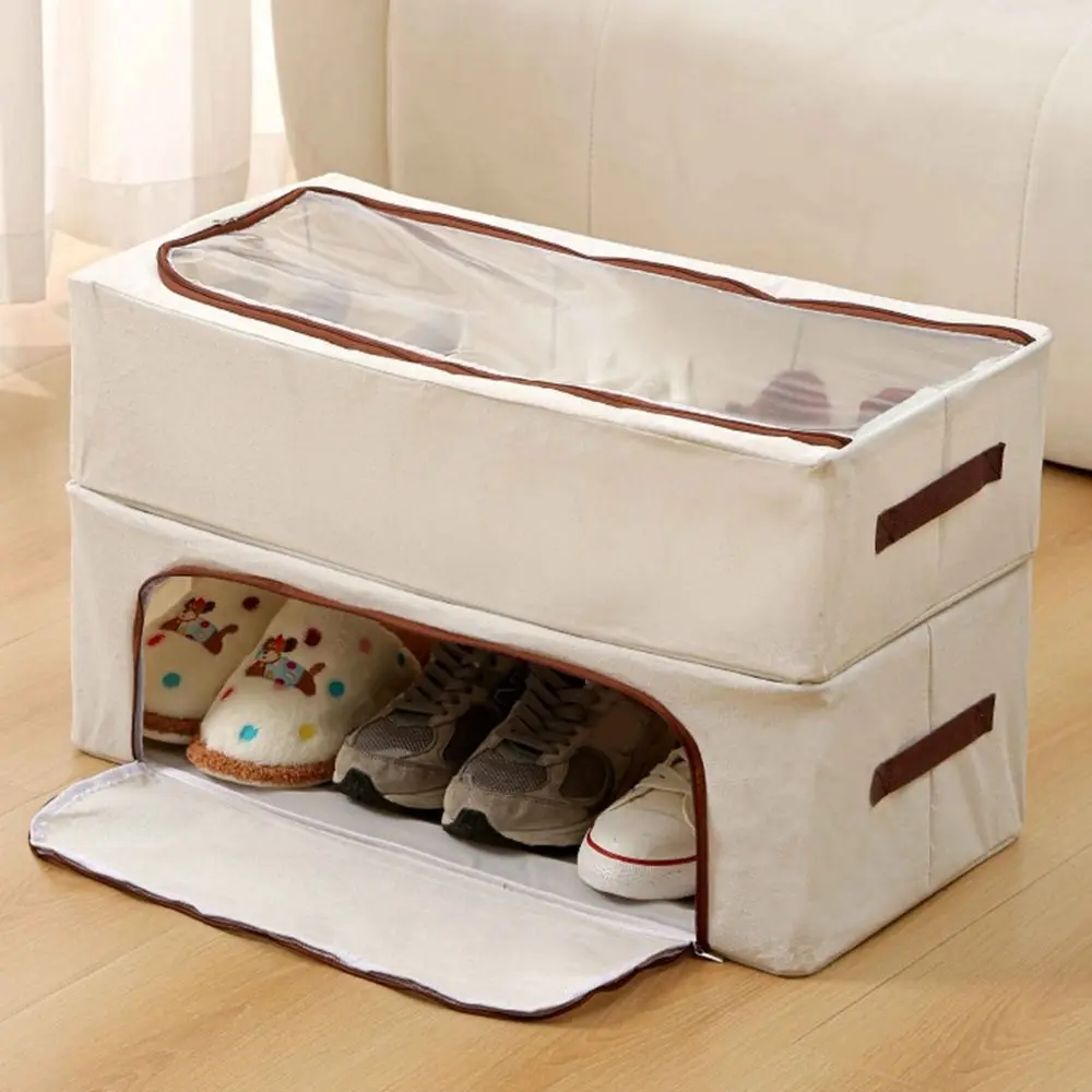Steel Frame Underbed Shoe Storage Box Foldable Large Capacity Under Bed Storage Containers with Zipper Moisture-Proof