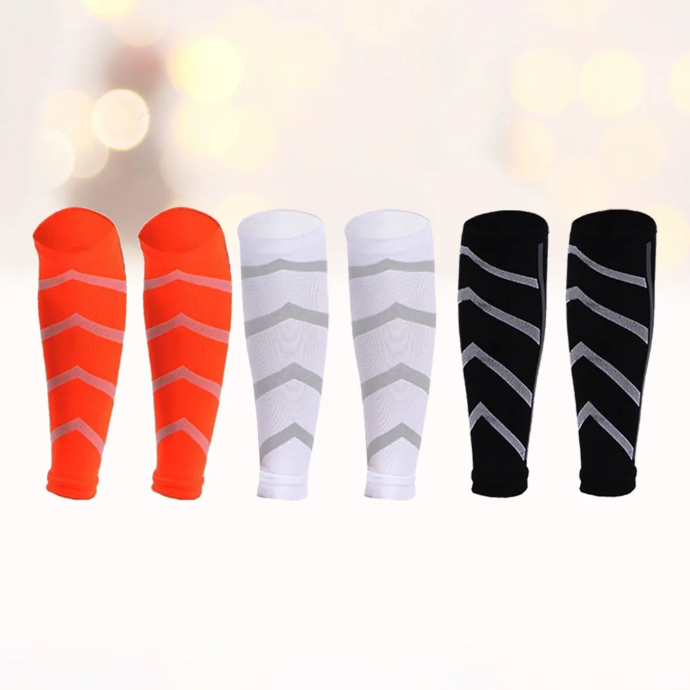 

3Pairs Calf Compression Sleeves Footless Socks Running Leg Pain Relief Blood Circulation Support Maternity Black White Orange