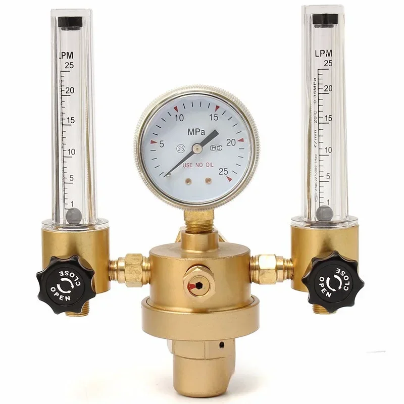 G5/8 All-copper Double Tube Argon Meter WX-562 Argon Pressure Reducer AR Argon Meter Double Tube Pressure Gauge 25MPA