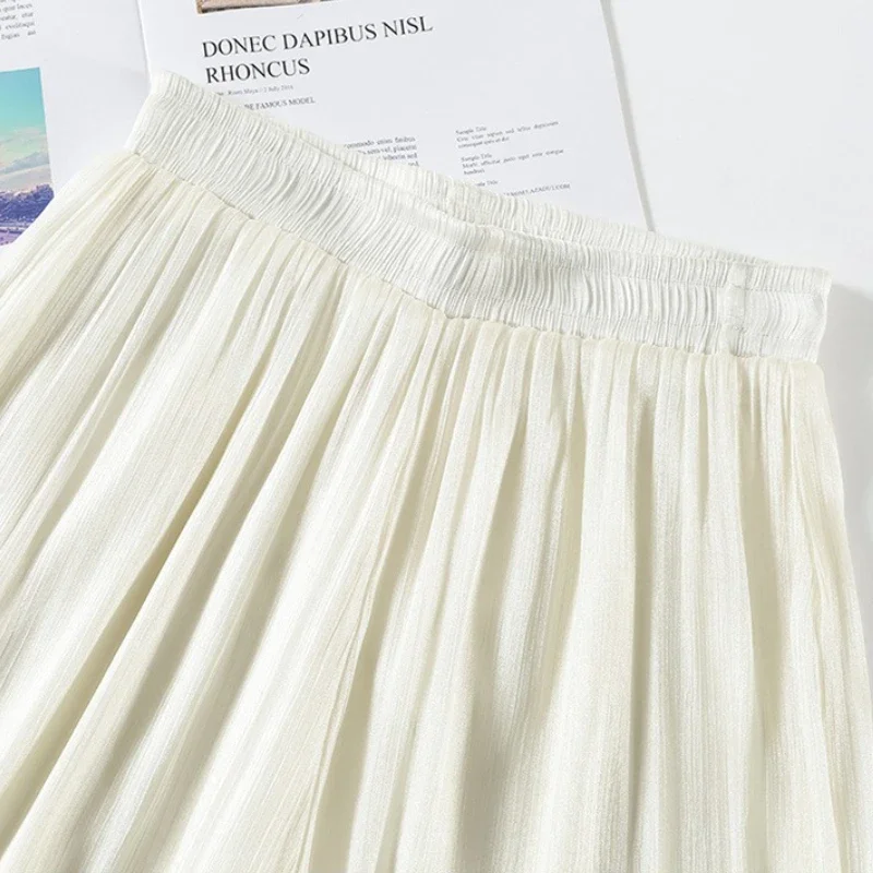 กางเกงขายาวทรงตรงเอวสูงผ้าบางเบาใส่สบายสำหรับผู้หญิงช่วงฤดูร้อน