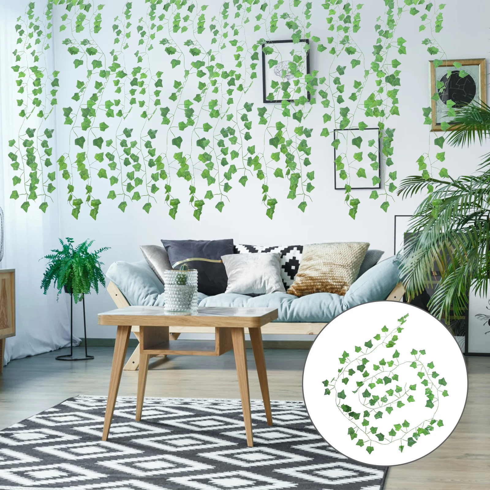 

1Set Simulation Leaf Garland Artificial Green Leaf Vine Hanging Artificial Leaves Vine Room Wall Hanging Fake Leaves Garland