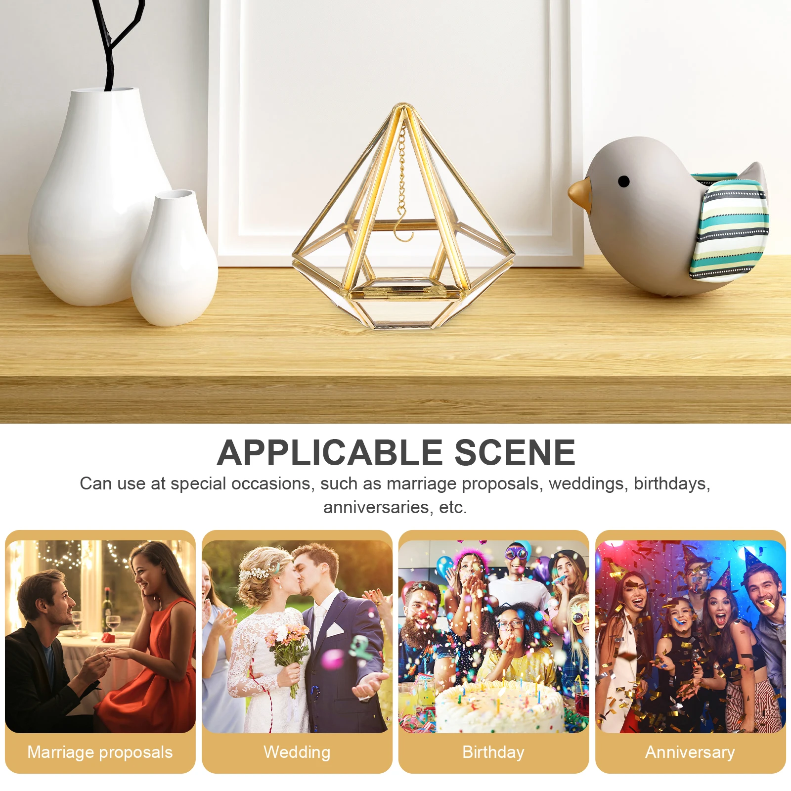 

Hexagonal Pointed Glass Box Clear Display Case Vintage Jewelry Holder Bridal Gift Boxes Home Decor Transparent Storage Container