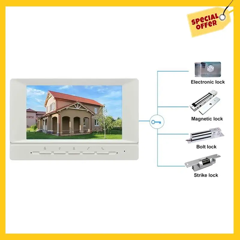 Video Intercom System Video Doorbell System Kits 7 Inches Support Unlock Monitoring For Villa Home US Plug