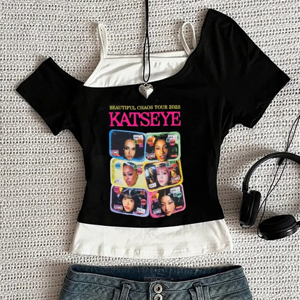 Katseye crop top women manga clearance sales gyaru cheap japan top tees emo vintage alternative  meme 2000s