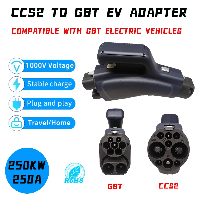 

250KW 250A CCS2 to GBT EV Adapter Connectors CCS Combo2 1000V DC Fast Charger for GB/T EV Car Charging Converter Adaptor
