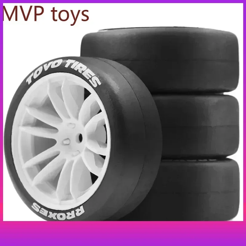 

4pcs1/10 RC Drift Tires and Plastic Wheels Rims 12mm Hex for 1:10 On Road Touring Street Car XV02 XV01 TT01 TT02 PTG2 A959