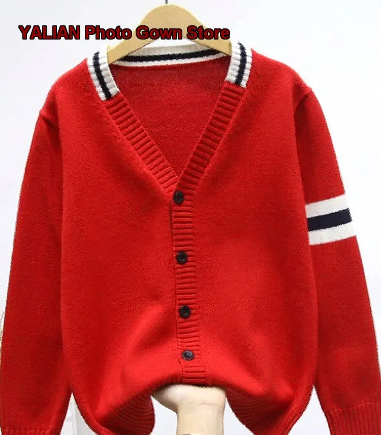 Boys Autumn Winter Knit Elementary School Uniform Stylish Coat Older Kids