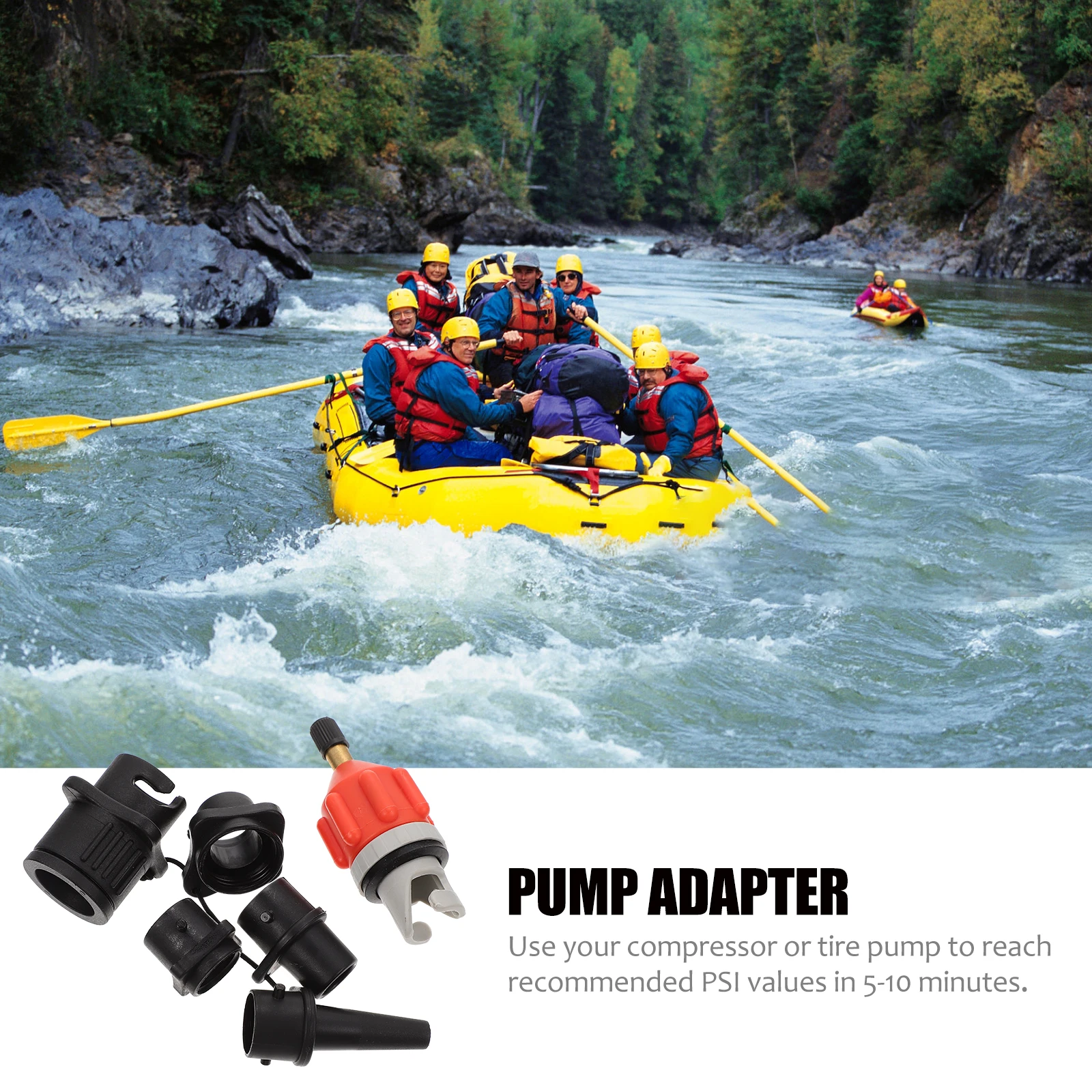 

Air Valve Adapter Inflatable Kayak SUP Pump Adaptors Boat Supplies Nozzle Hard Plastic Paddle Board Durable Fit Anti Leakage