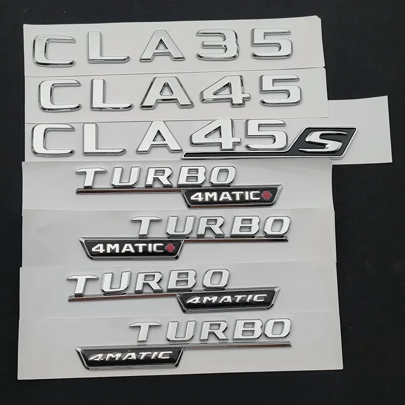 3D ABS Car Letters For Mercedes CLA35 CLA45 AMG C117 W117 CLA45S C118 W118 Fender TURBO 4MATIC Emblem Logo Sticker Accessories