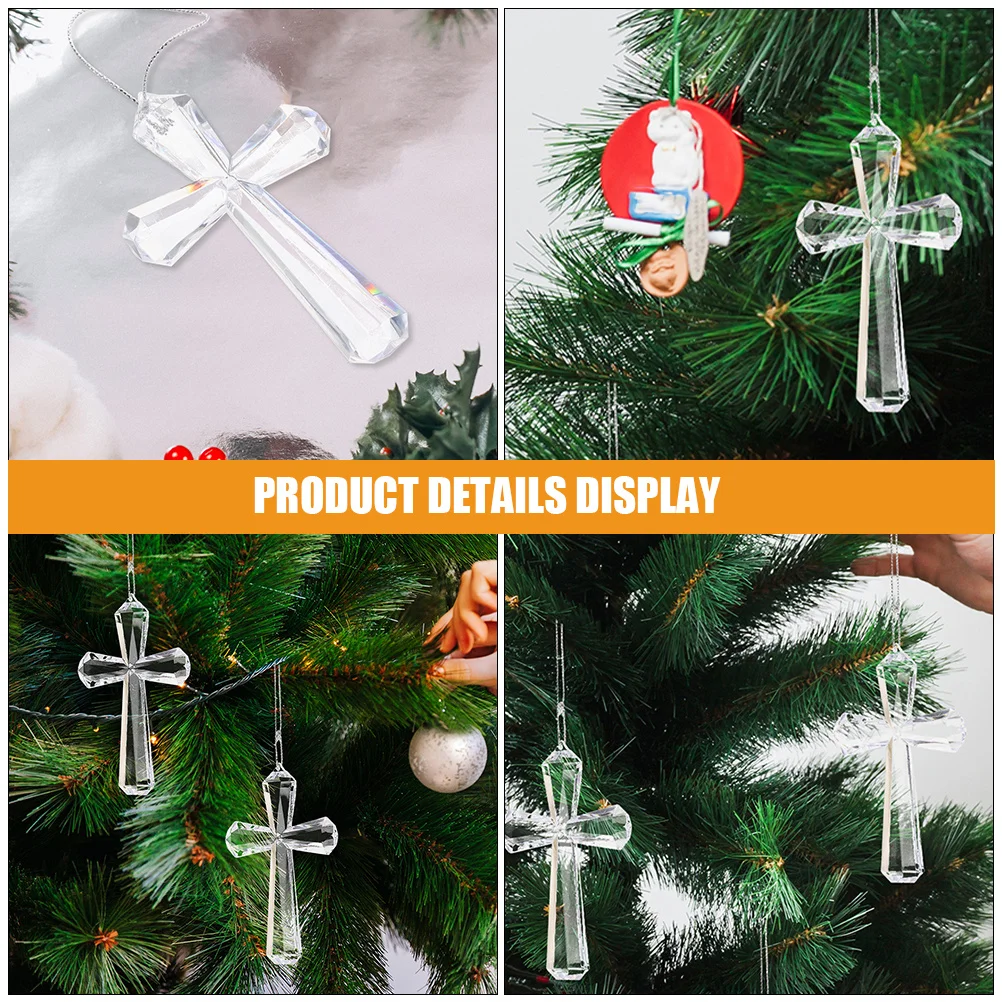 

3Pcs Easter Transparent Cross Hanging Ornaments Clear Acrylic Cross Decor Easter Tree Decoration Party Hanging Decoration