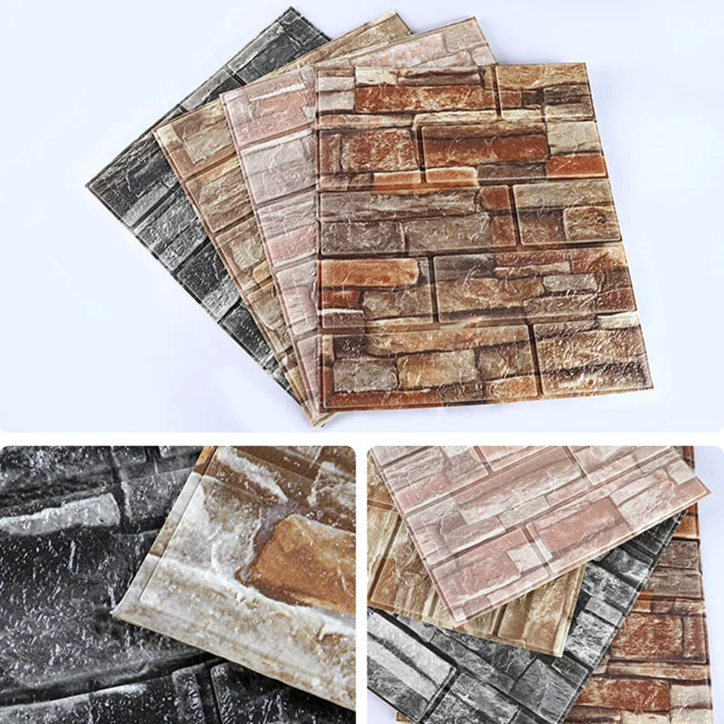 10/30Pcs Self-Adhesive 3D Brick Sticker DIY Waterproof Foam Wallpaper Kids Room Kitchen Roof Ceiling Background Wall Decals