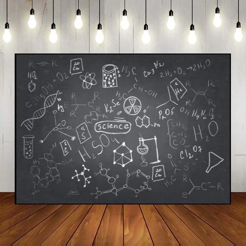 Science Laboratory Theme Chalkboard Mad Chemistry Course Classroom Formulas Baby Shower Background Photography Backdrops Photo