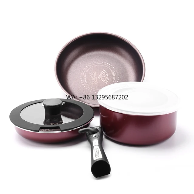 

Высококачественный набор посуды с антипригарным покрытием из 7 предметов со съемной ручкой, классические металлические кастрюли и сковороды