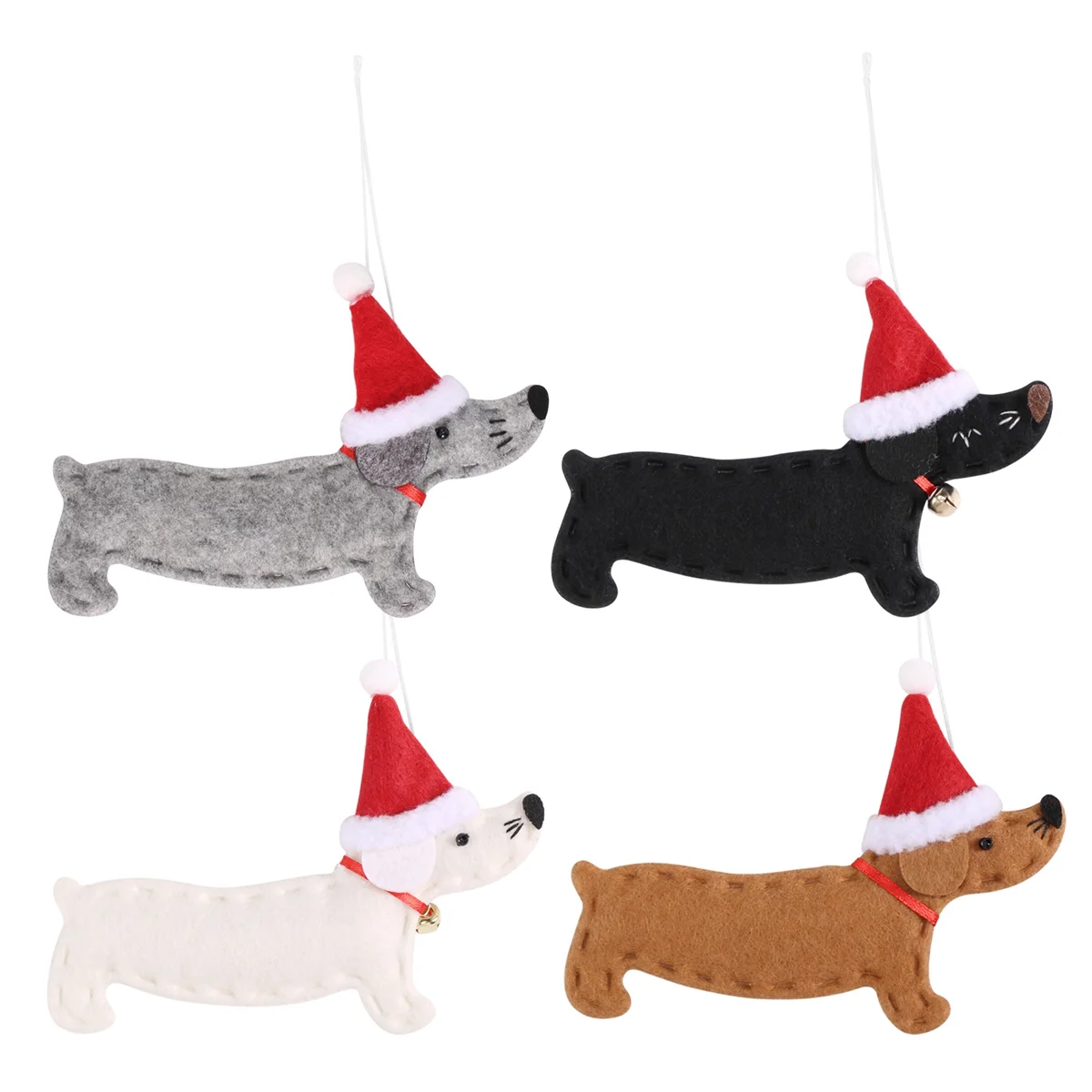 4 buah ornamen Natal hadiah Natal Dachshund dekorasi pohon Natal liontin boneka dekorasi gantung untuk rumah