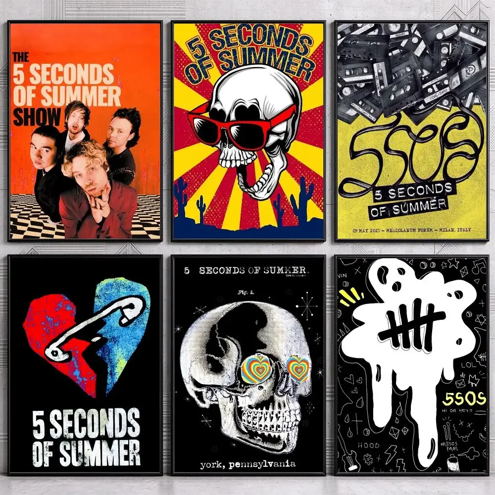 Pop Rock Band 5 S-Seconds of S-Summer 5SOS Poster Wall Art Print Sticker for Bedroom Living Room Dorm Office Modern Home Decor