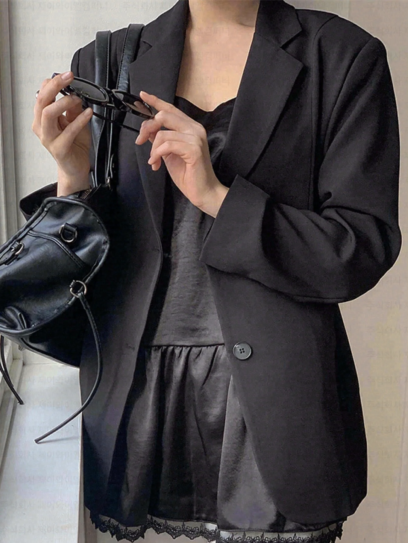 Petite Women's Suit Jacket 2026 Spring Black Office Wear Daily Semi-Formal Single Button Notched Collar Long Sleeve Midi Polyester95% Spandex5% Anti-Wrinkle