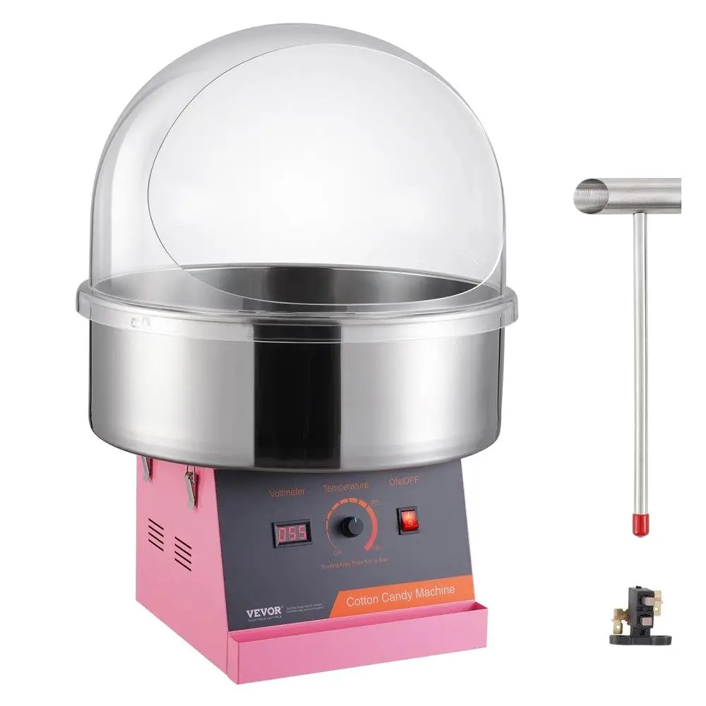 

Electric Cotton Candy Machine 1000W Candy Floss Maker Commercial with Cover Stainless Steel Bowl Sugar Scoop for home Kids