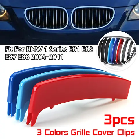 M 스타일 2 스타일 3D 스포츠 그릴 커버 클립 트림, BMW 1 시리즈 E81 E82 E87 E88 2004 2005 2006 2007 2008 2009 2010 2011
