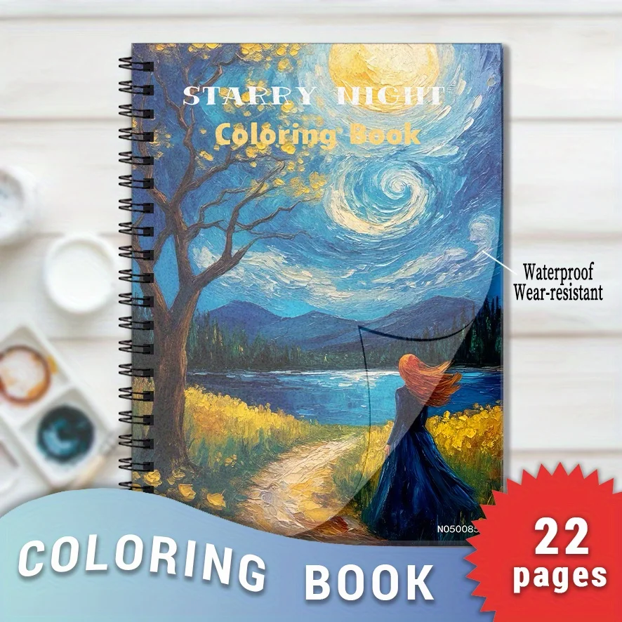 Starry Night Coloring Book - 8.3×11.2 Inches, 22 Pages. Night Sky & Scenery Art for Stress Relief