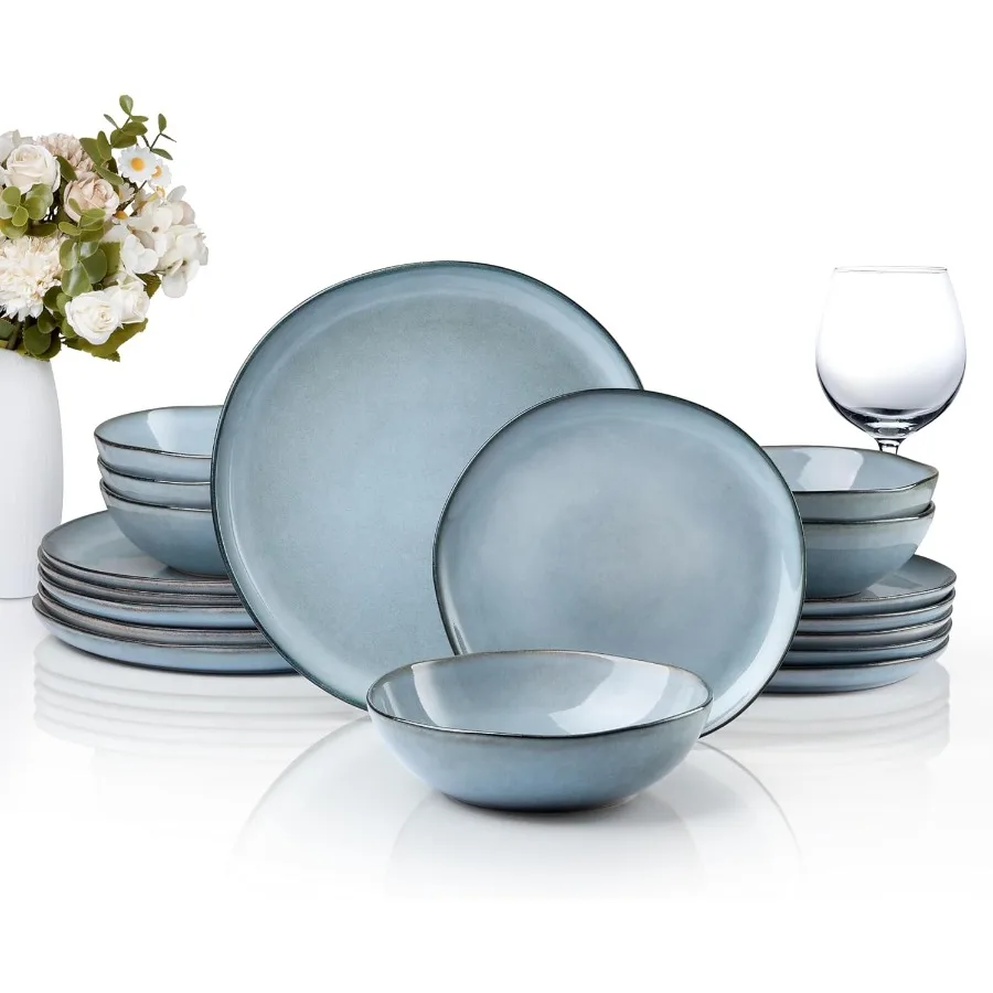 

Набор тарелок и мисок, наборы керамической посуды, 18 предметов, посуда с ручной росписью для 6 керамических обеденных наборов для дома, кухни, царапины R