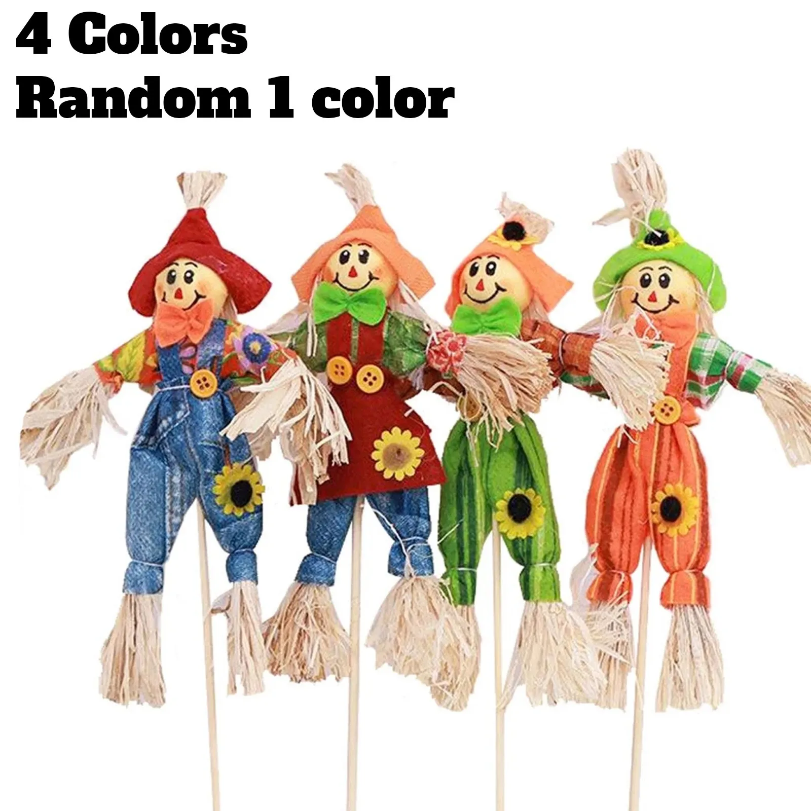 Colorful Scarecrow Figurine Trending Random Color Harvest Decor Bestseller Autumn Garden Stake Top Seller Festive Yard Ornament