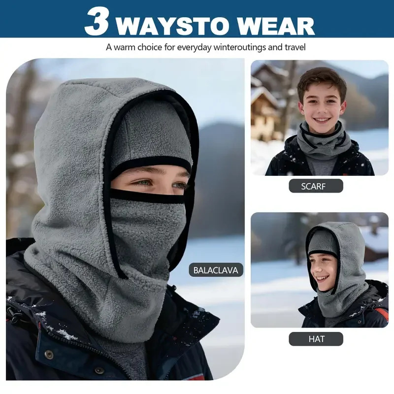 Outdoor Warm One-piece Hat Scarf Double Layer Hat Design Balaclava Hat Helmets Sports Cycling Facial Mask Unisex Autumn Winter