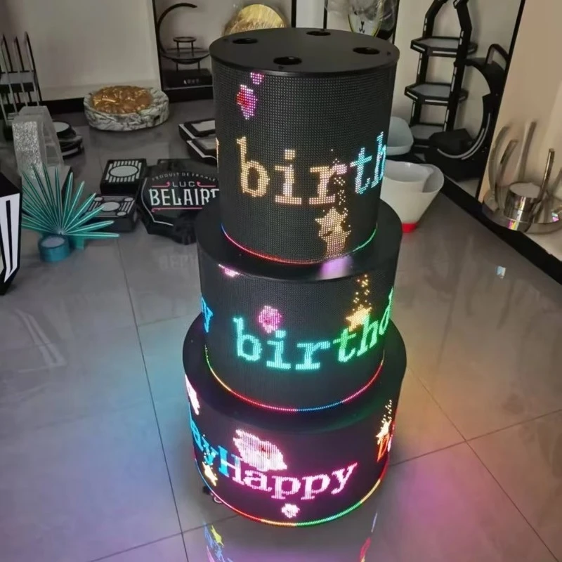 Premium Custom LED Liquor Display StandOem Odm Factory Supplier Customize Logo Colorful Flash Glow Led Cake For Champagne Bottle