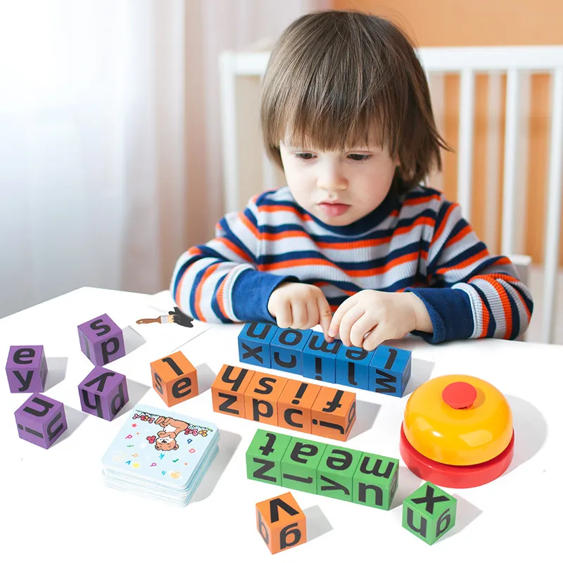 4 Players Children Magnetic Spelling Word Cube Kids Game Learning Education English Writing Teaching Aids Alphabet Wooden Toys Competitive Game view 6