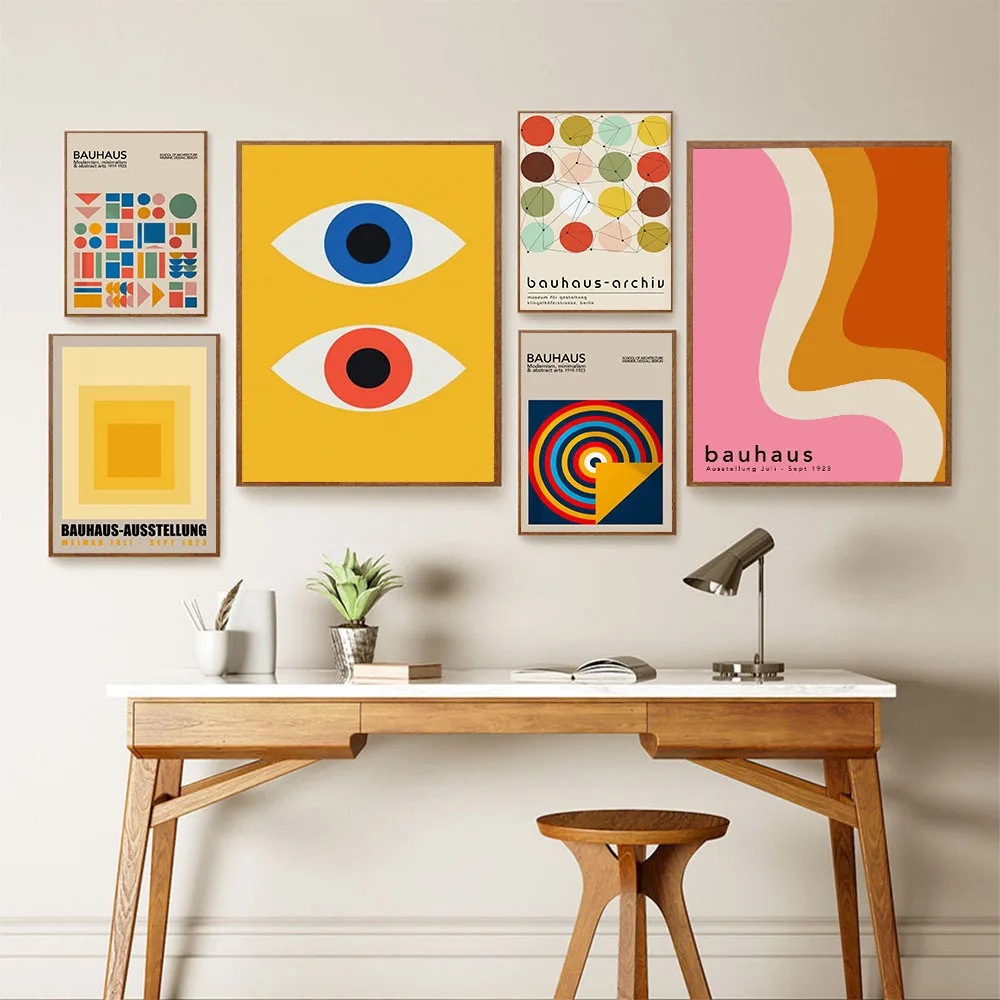 

Modernist Bauhaus Geometric Wall Art Poster Medieval Literary Style Canvas Painting Home Decor Living Room Bedroom Wall Posters