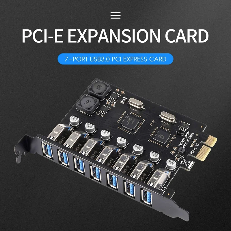 USB 3.0 PCI-E Expansion Card Adapter 7 Ports USB 3.0 Hub Adapter External PCI-E Extender PCI Express Card For Desktop