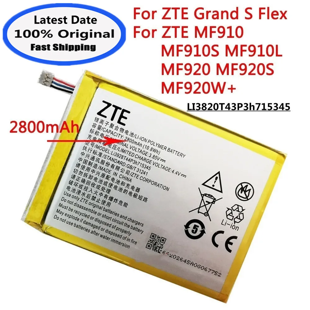 LI3820T43P3h 715345   Batería Original para ZTE Grand S Flex MF910 MF910S MF910L MF920 S MEGAFON MR150-2 MR150-5 MTC 835F