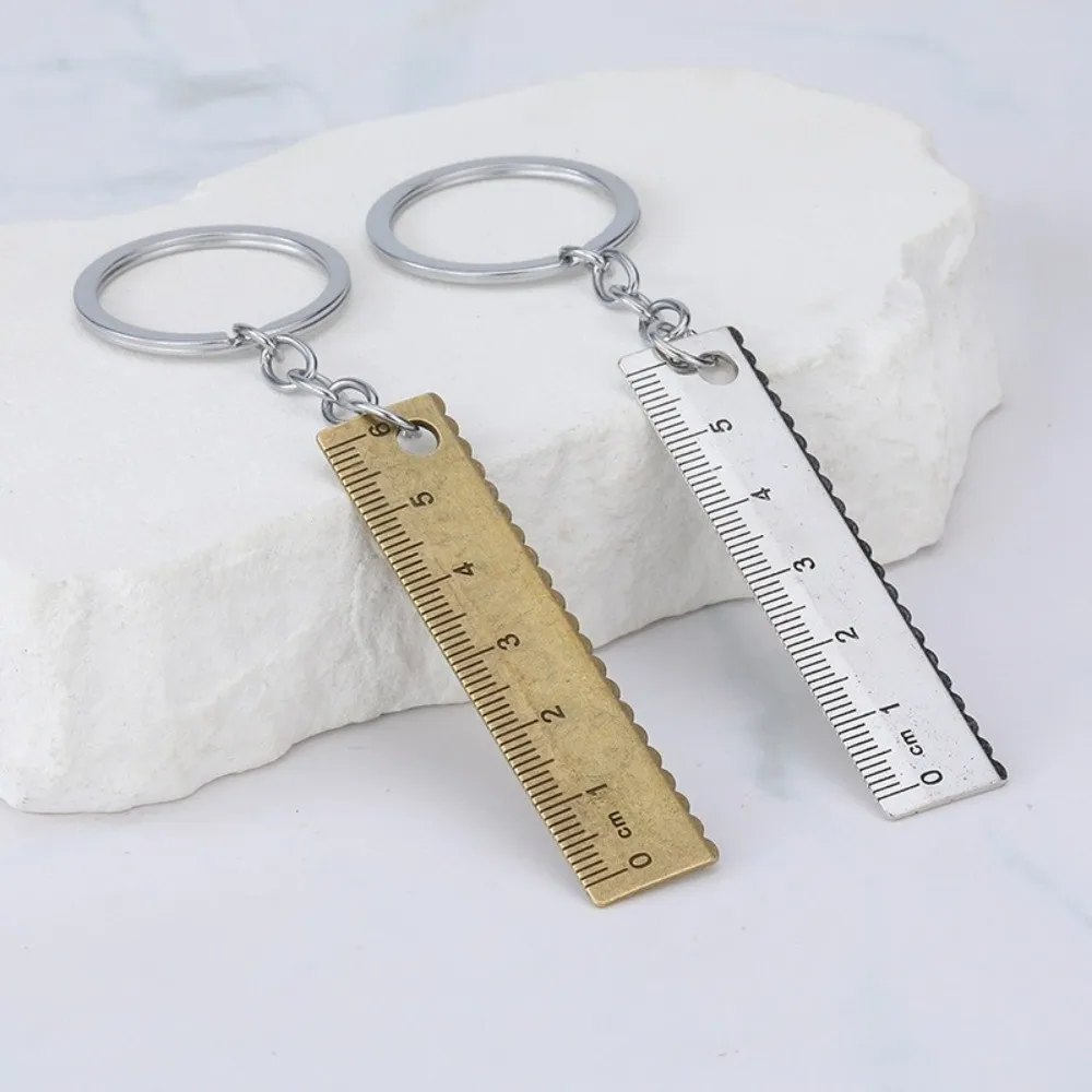 Stainless Steel Mini Measuring Ruler Anti-Loss Design Pendant Ornament Pocket Ruler Keychain Backpack Charm Multi-Functional