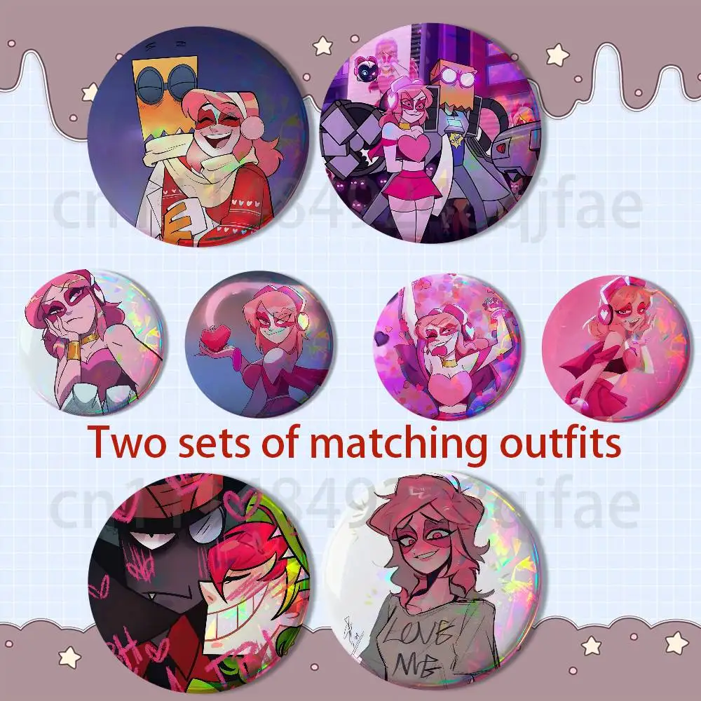 Attraction Style Miss Heed Villainous 2 piece set Pins Creativity Printed Pictures Text Metal Lapel Badges Brooches Jewelry Gift