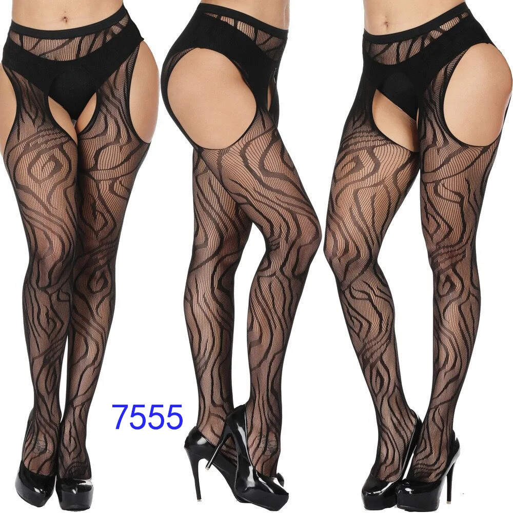 Gothic Mesh Sexy Pantyhose Fishnet Eyelets Jacquard Hanging Crotch Socks Versatile Fishing Net Nightclub Party Style Pantyhose#