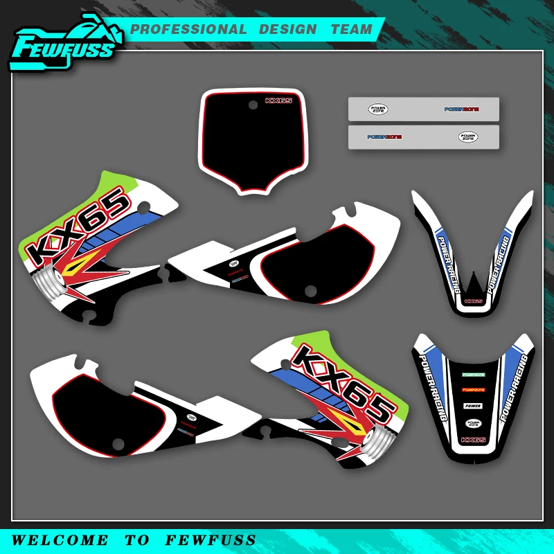

Графические наклейки Fewfuss, наклейки для KAWASAKI KX65 KX 65, 2000-2021, фон для мотоцикла, индивидуальный номер, имя