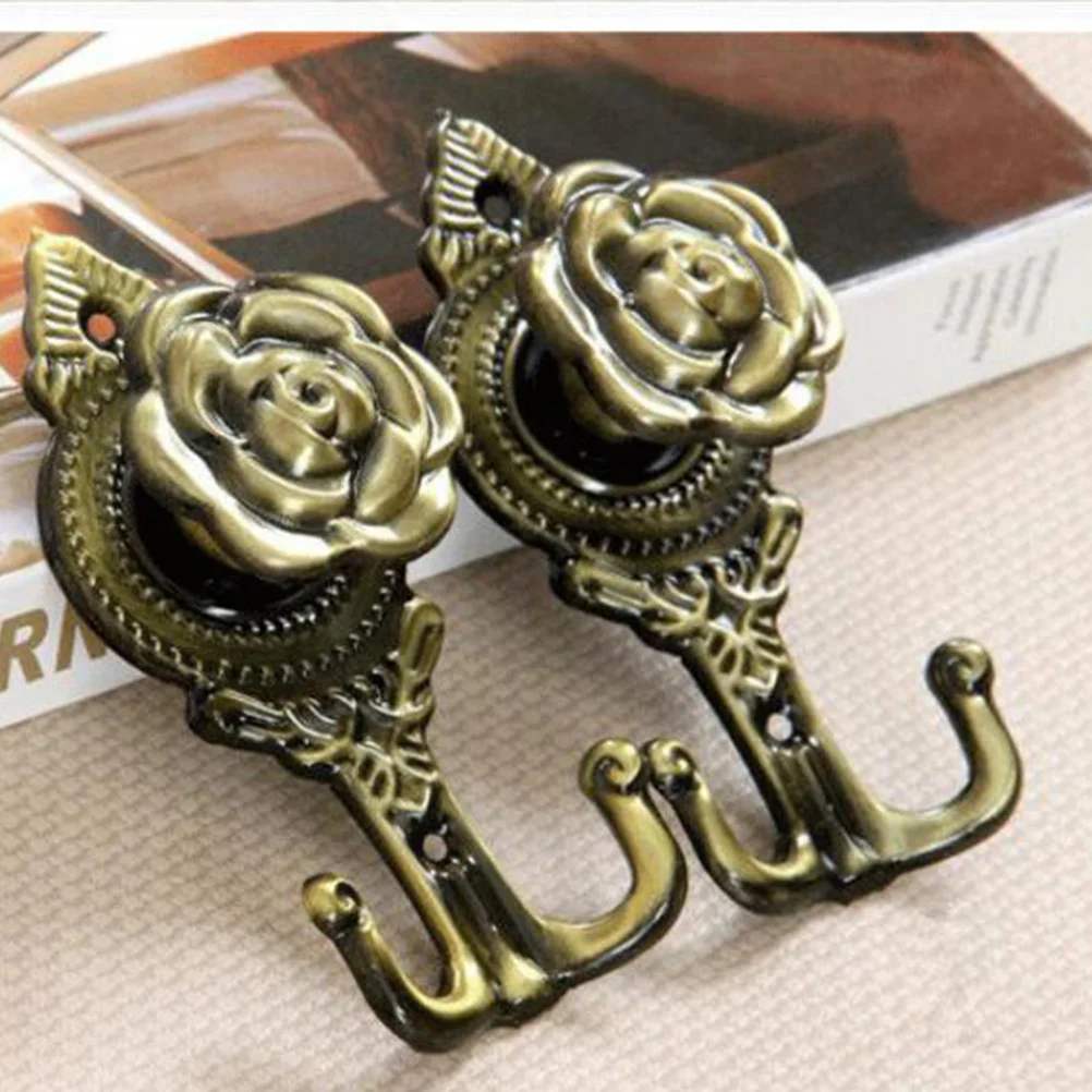 4 قطعة خطافات ستائر على شكل وردة معدنية جدار جبل هوك الزخرفية لحقيبة المناشف مفتاح حامل ديكور المنزل خمر النمط الأوروبي #5