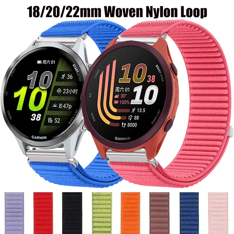 18mm 20mm 22mm Uhrenarmband für Garmin Forerunner 70 170 55 158 165 255 265 245/Vivoactive 6 5 Nylon-Schlaufe für Garmin Venu 2 3 4