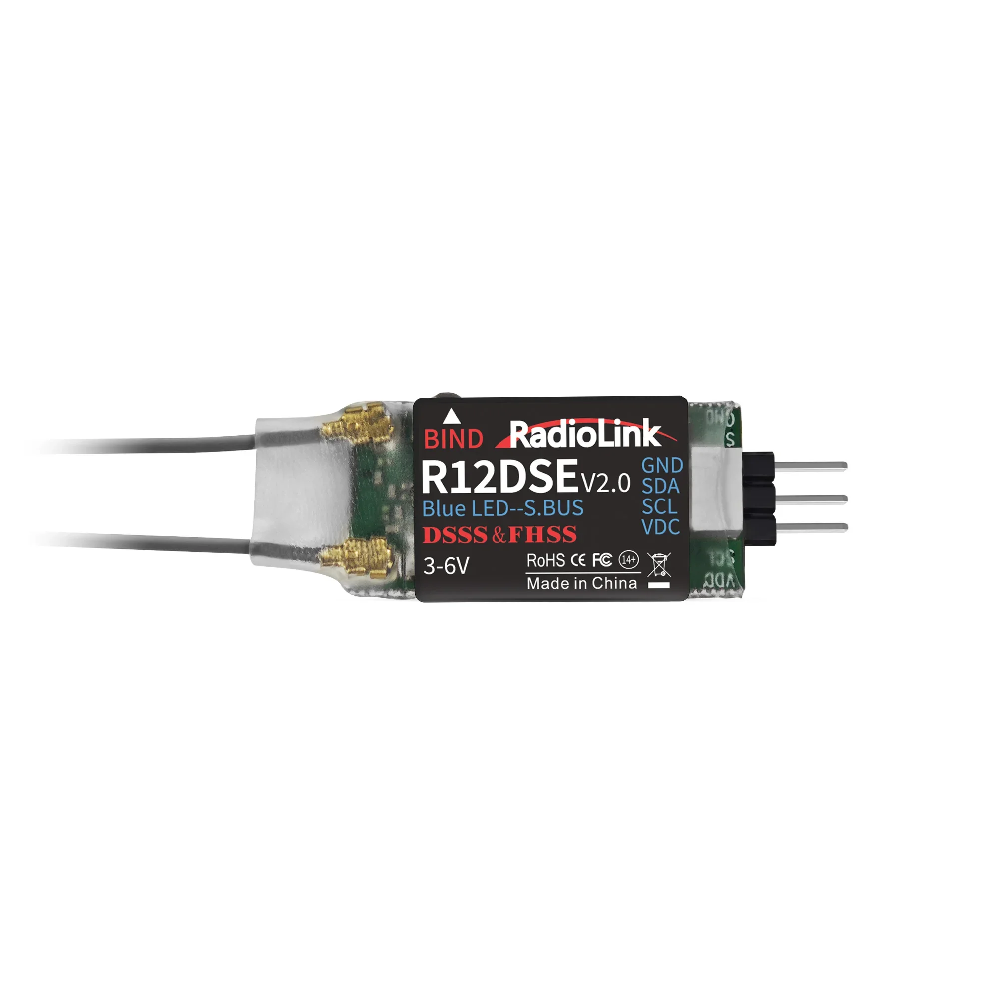 Radiolink R12DSE 12CH RC Mini-ontvanger 12-kanaals DSSS FHSS Ondersteuning SBUS PPM voor RC Vliegtuig FPV Racing Drone AT9 AT10 Zender