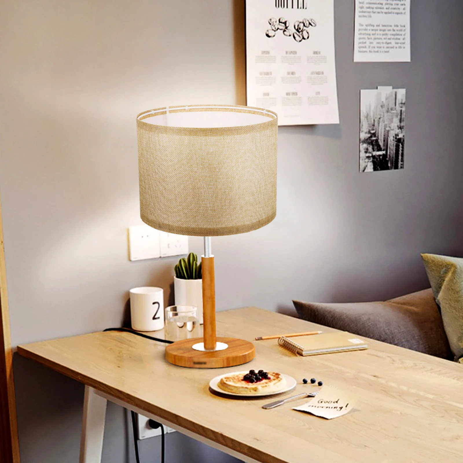 

Льняной абажур E27, съемный барабан для стола, напольные настенные светильники, мягкий свет, декоративные абажуры для спальни, гостиной