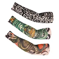 Calentadores de brazo de flores para ciclismo, guantes de seda de hielo, manga larga, protección UV, tatuaje