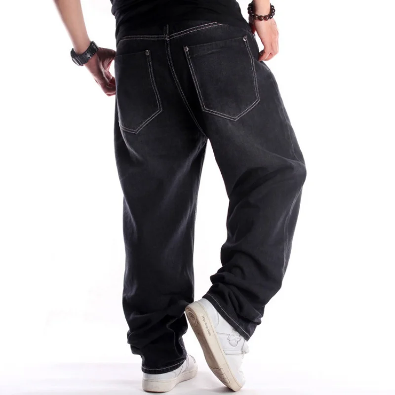 European and American Street2022Black Washed Jeans Men's Hip Hop Hip Hop Loose plus Size plus Size Youth Trousers