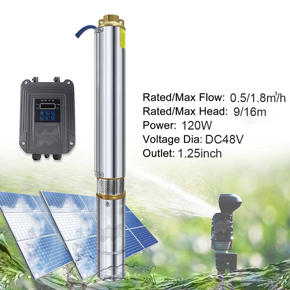 

120W DC 48V High-Speed Solar Deep Well Water Pump With Permanent Magnet Synchronous Motor Max Head 16M Submersible Water Pump