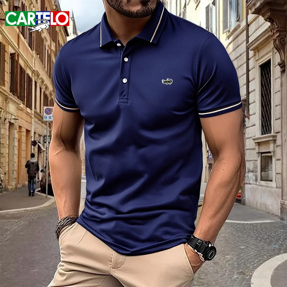 

CARTELO men's T-shirt classic short sleeved polo shirt summer top casual T-shirt button neck oversized s-3XL casual polo shirt