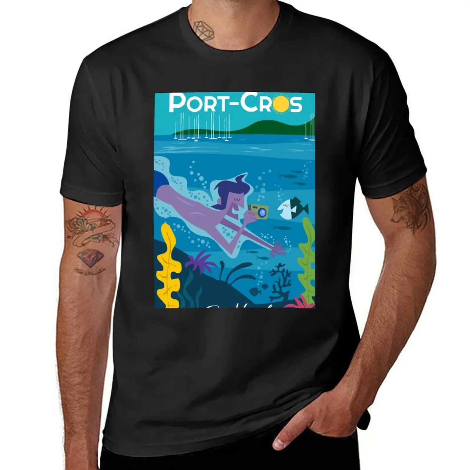 Port-Cros poster t-shirt anime customs anime vestiti top magliette aderenti per uomo