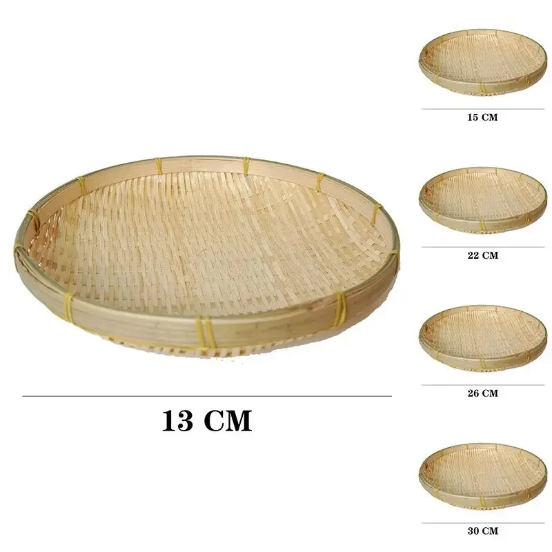 Natural Handmade Weaving  Bamboo Sieve Bamboo Raft Round Dustpan DIY Decorative Fruit Bread Basket Kitchen Storage