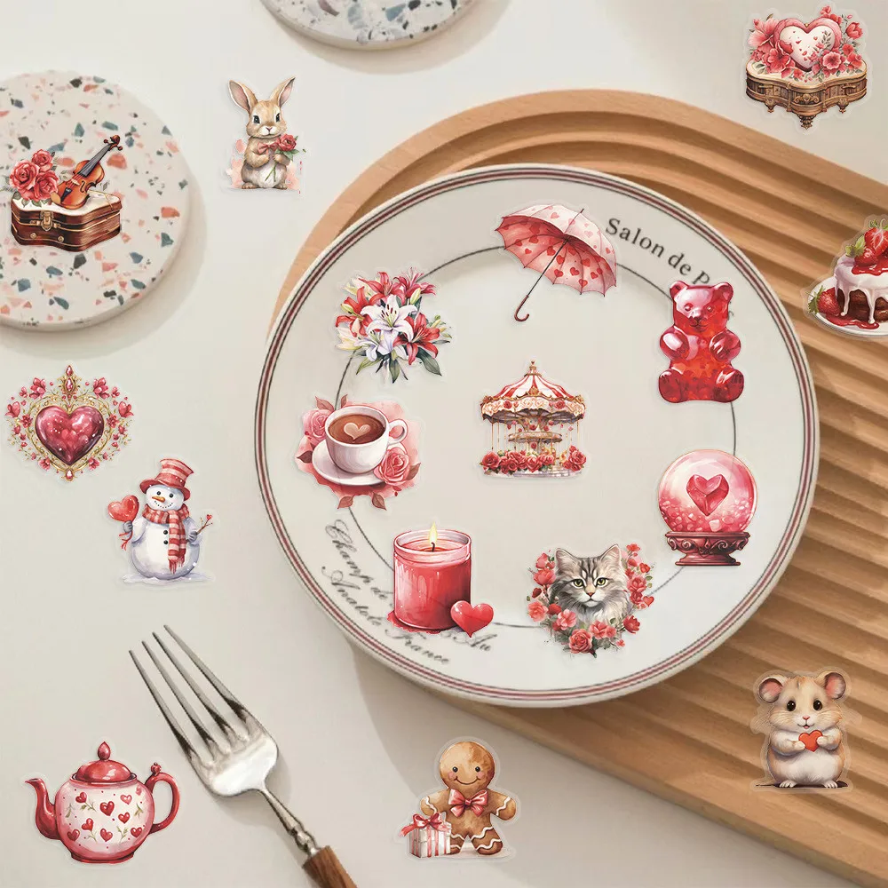 50Pcs Transparent PET Cartoon Love Confession Stickers - Waterproof Decor for Journal/Guitar/Notebook